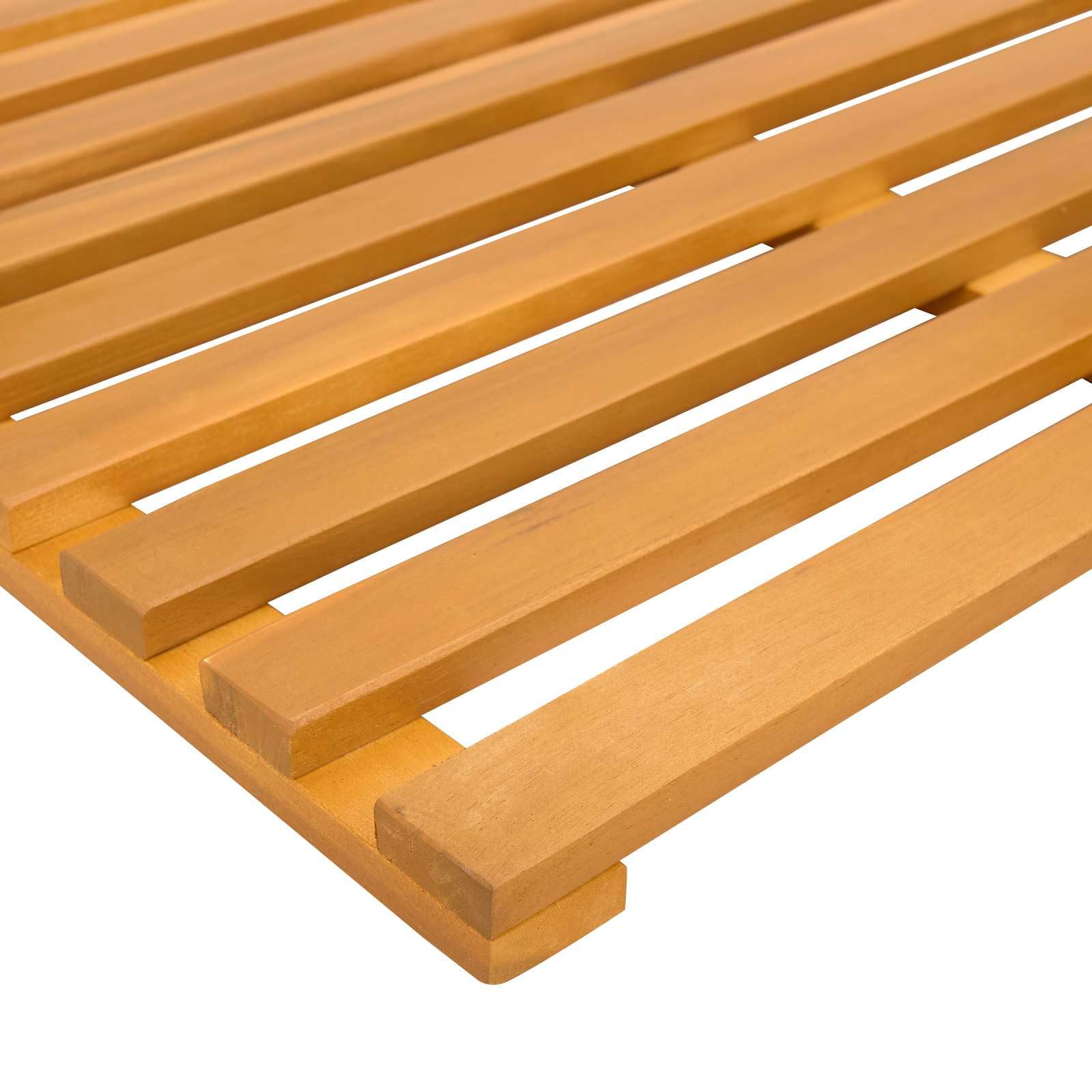 Badematte Holz 100 x 53 cm Duschvorleger rutschfest geölt braun für Badezimmer Sauna Wellnessbereich
