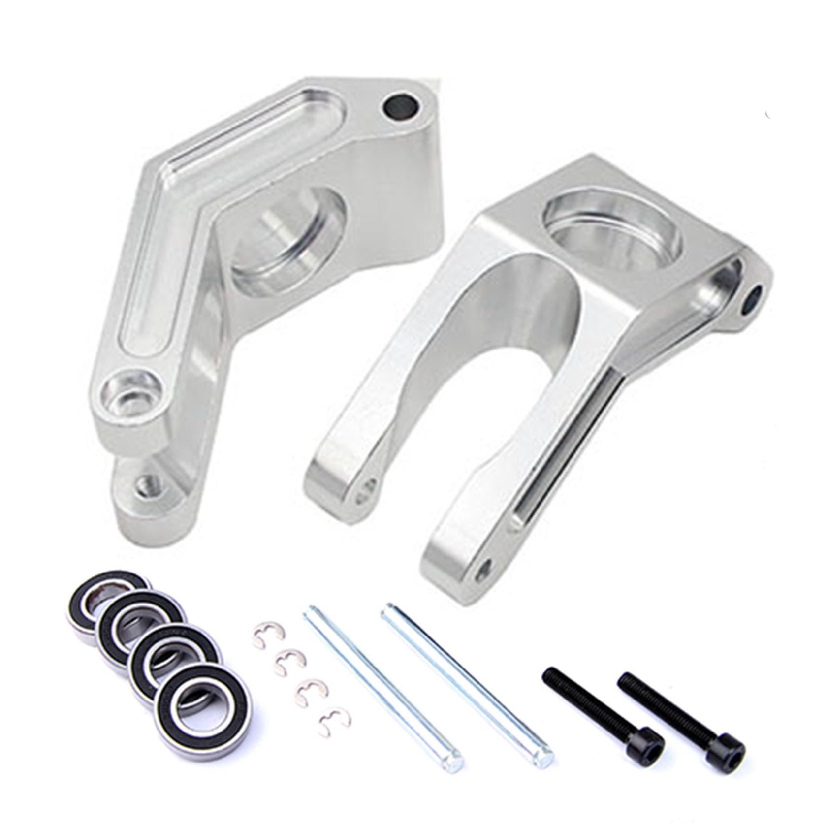 FLMLF Alloy CNC Rear Wheel Hub Carrier Set for 1/5 HPI ROFUN BAHA ROVAN KM Baja 5B 5T 5SC Rc Car Parts (Silver)