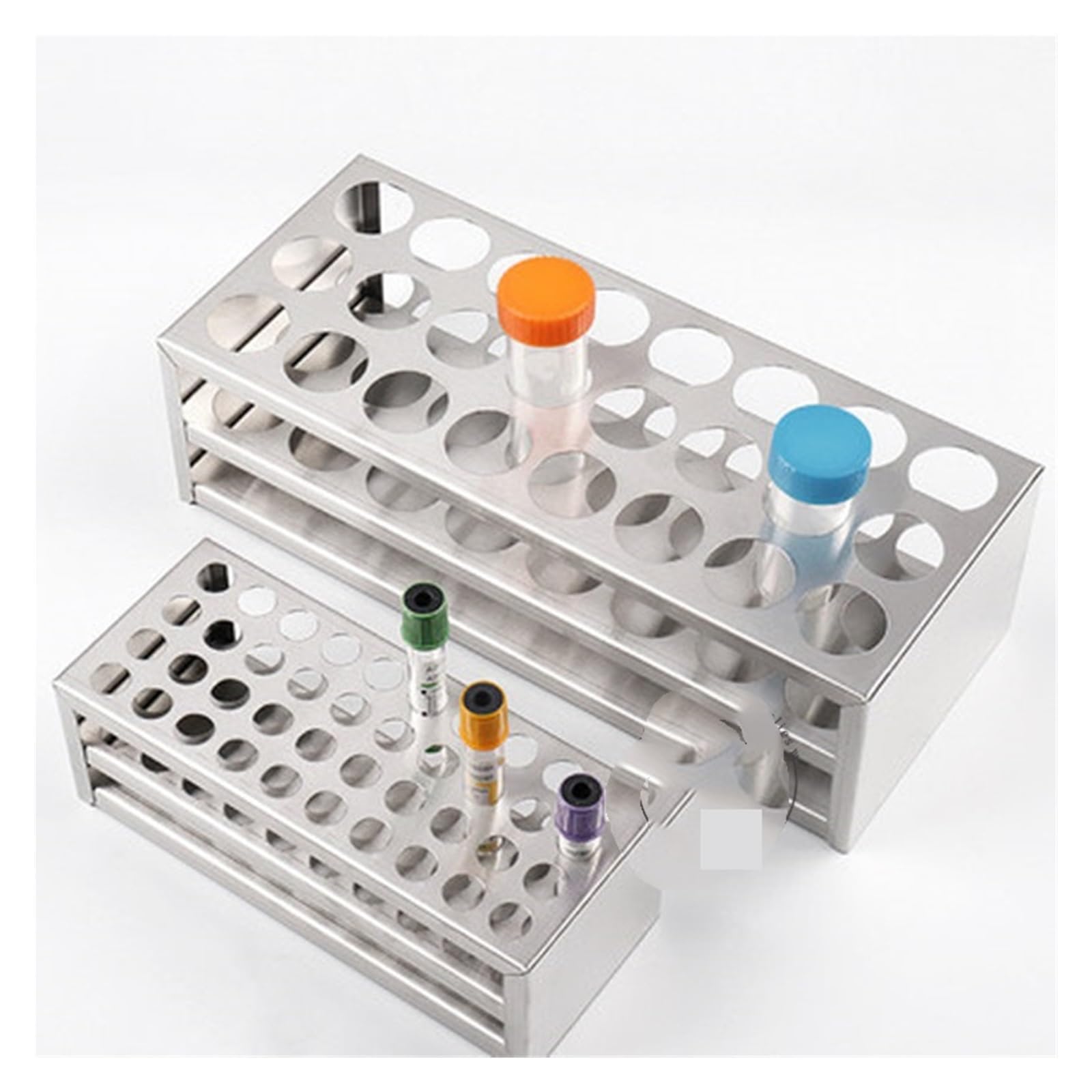 Reagenzglasgestell 1 Stücke Labor Edelstahl Reagenzglashalter kolorimetrisches röhrchen rack zentrifuge Stander for schule experiment(26mm 40holes)