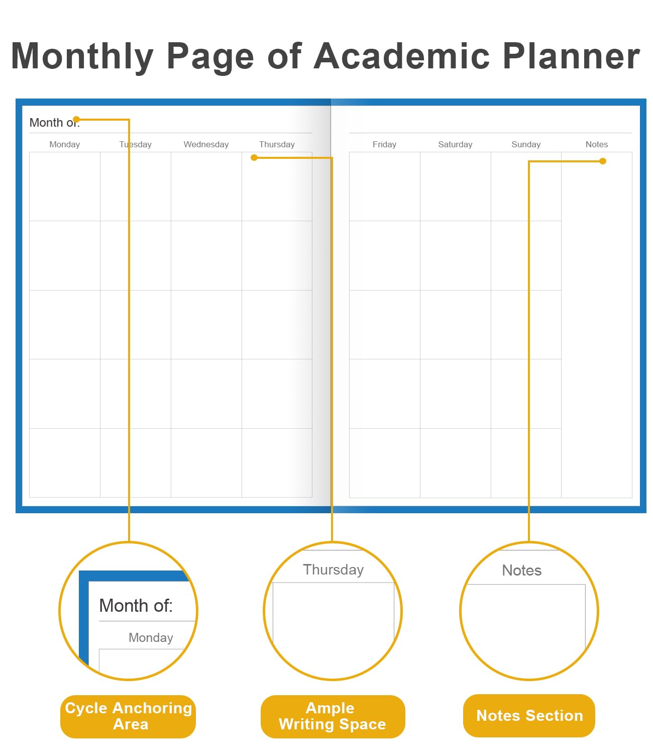 Agenda accademica 2025-2026 - Agenda settimanale non datata per studenti scolastici, liceali, universitari e infermieristici, 21,6 x 27,9 cm, blu