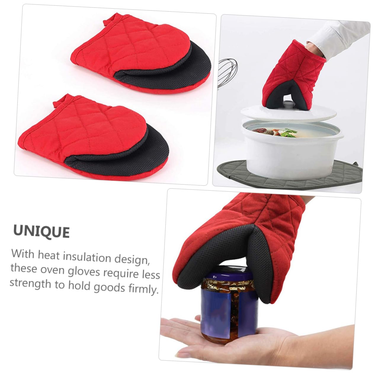 Moufles Cuisine pour Four Résistants Chaleur en Coton Polyester Facile d'entretien pour Cuisson et Pâtisserie