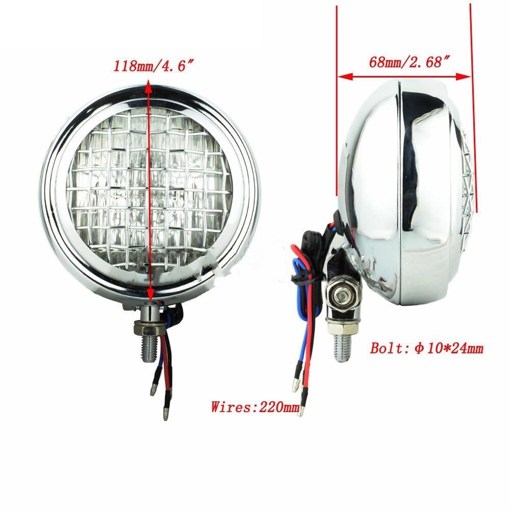 Światło Do Jazdy Pasuje do Harley Chopper 4.5 "reflektor uszczelniona lampa żarówka motocykl Cafe Racer lampa czołowa z osłoną grilla Dirt Bike Reflektor(Chrome Amber)