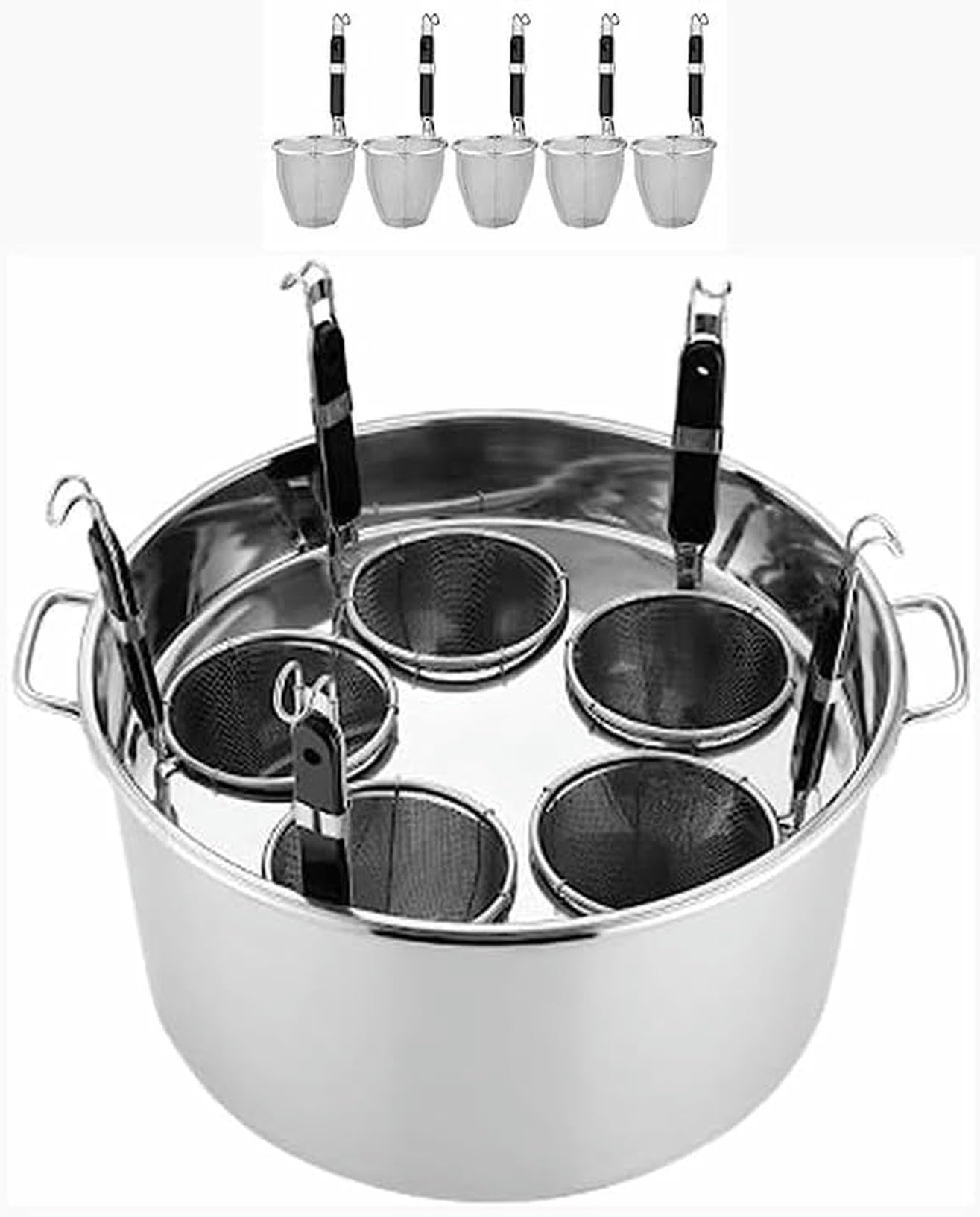 Stainless Steel Pasta Cooker Insert Cookware with Divider and Colander Strainer for Cooking Pasta, Noodles, and Vegetables-