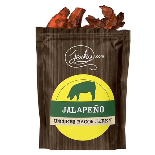 Jalapeño Bacon Jerky - Hecho con tocino real y jalapeños picantes - mundialmente famoso, cecina de tocino en lotes pequeños - Bolsa de 1.75 onzas