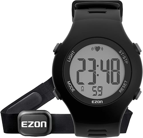 EZON T037 Reloj de pulsera deportivo digital Monitor de frecuencia cardíaca al aire libre Reloj para correr con alarma cronógrafo con correa para el