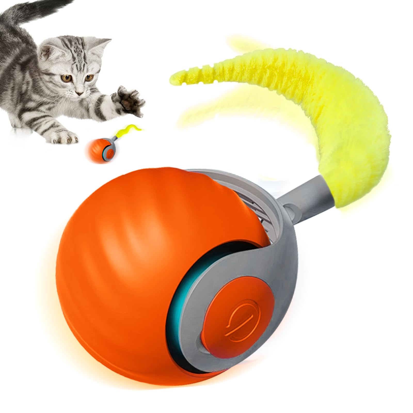 Speedy Tail 2.0 Giocattolo Intelligente Per Gatti – Coda Rimovibile, Ricaricabile USB, Due Velocità, Sensore Di Movimento, Arancione