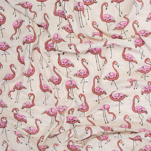 Image of Handmade 100% Cotton Hand Block Print Floral Flamingo Sofa Throw Blanket for Couch & Car, 50x70 Inches or 127cm x 178cm (Multi-Color 010)