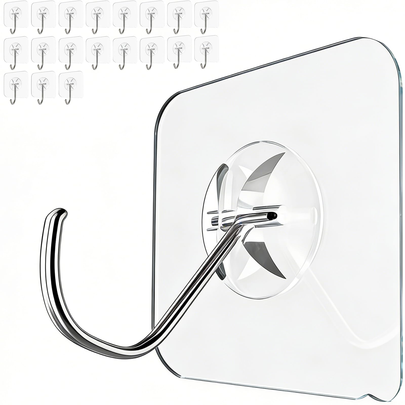 Latoxcaa Heavy Duty Adhesive Hooks 20-Pack: Holds 22lb, Strong Reusable & Waterproof Wall Hooks for Kitchen, Bathroom, Office - No Drilling, No Residue