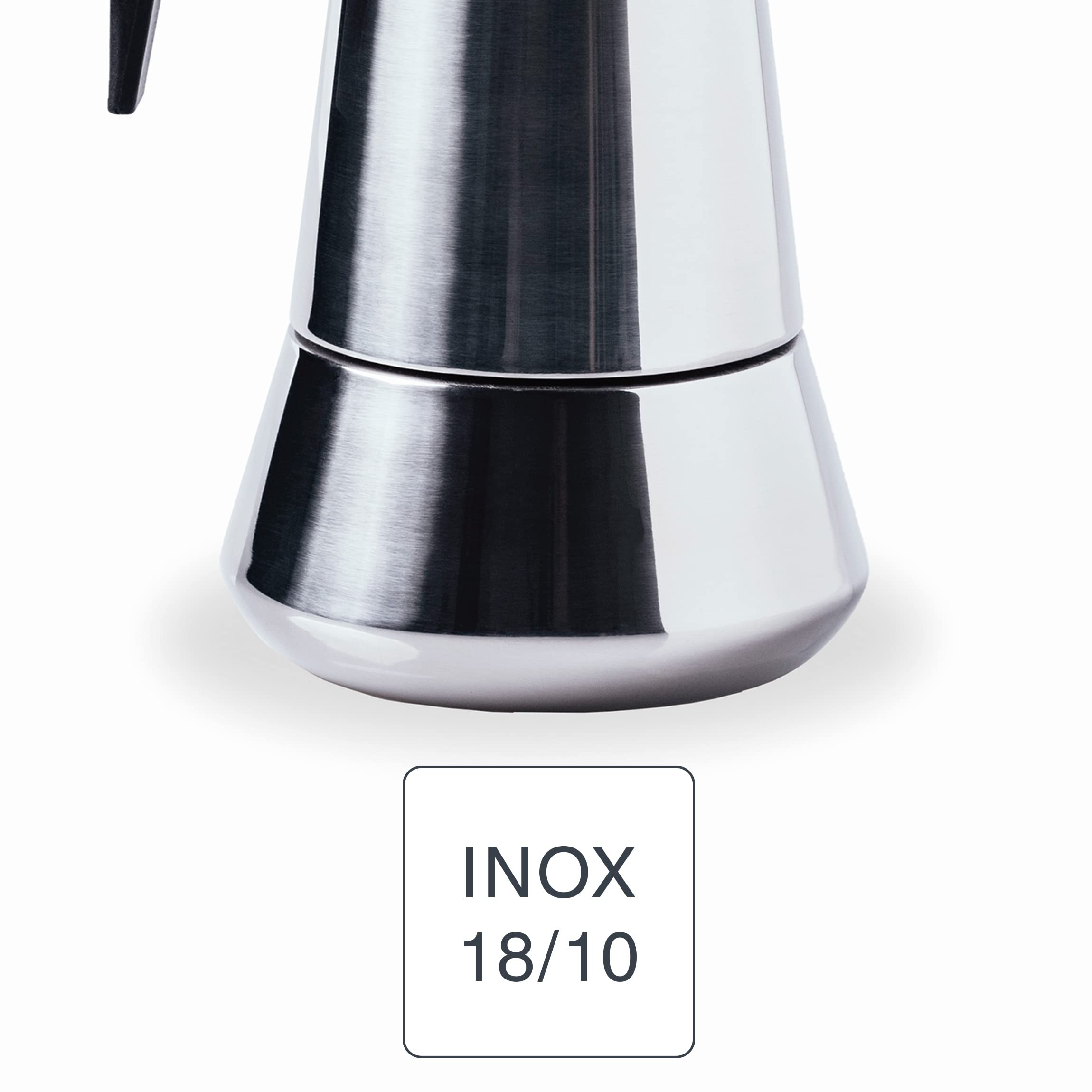 Lacor - 62031 - Milan Cafetière italienne, Cafetière express, Acier inoxydable 18/10, Tout convient au feu y compris induction, Lave-vaisselle, Capacité 10 tasses, Fini brillant