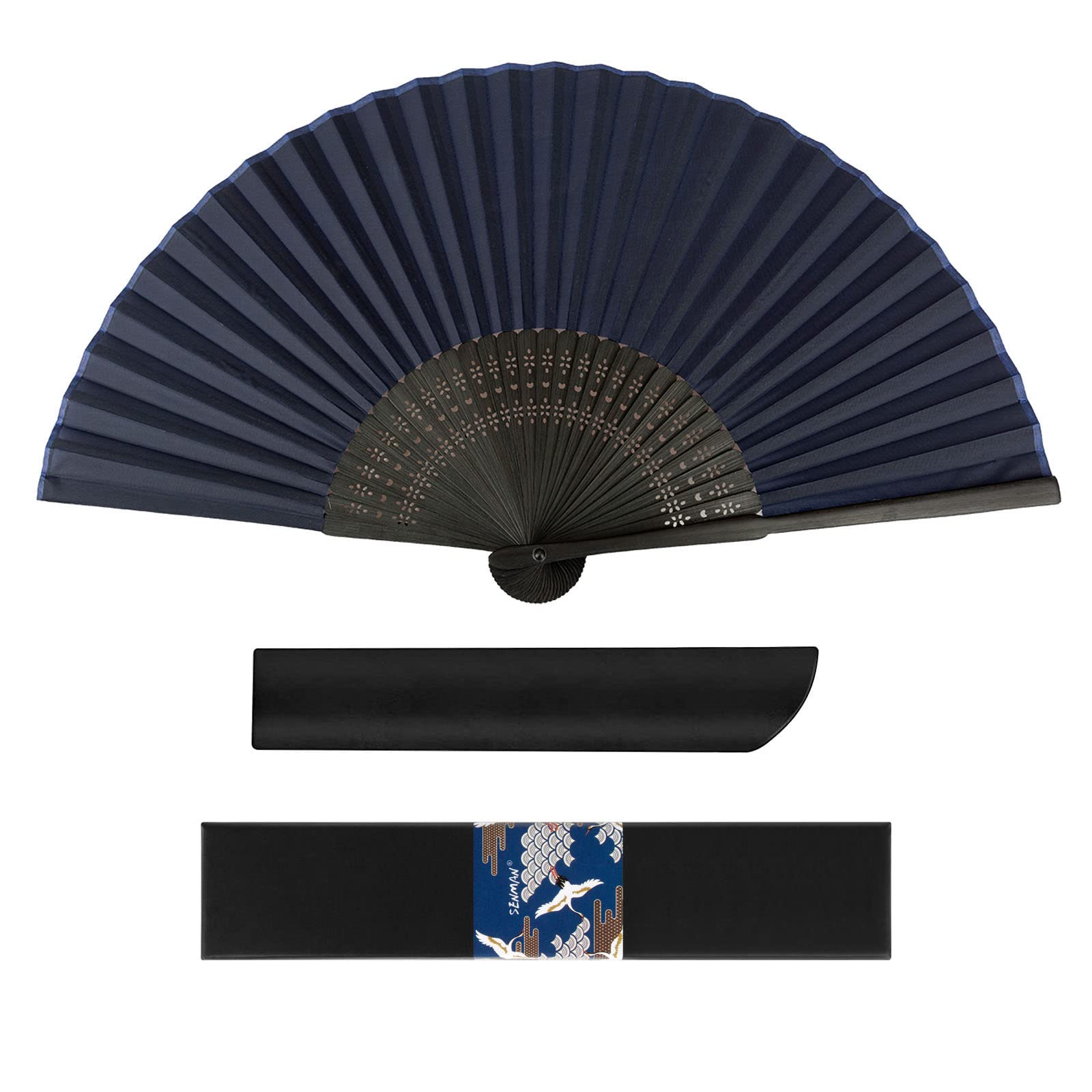 SENMAN Men's High Quality Silk Fan, Stylish, Popular, Luxury Fan, Gift Box Included, Gift, Father's Day, Fireworks Festival, Overseas Souvenir, Yukata, Kimono, Japanese Accessories, Summer Festivals, 