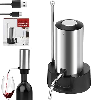 Elektrischer Wein dekanter, Dekanter Rotwein, Elektrischer Ausgießer, Elektrischer Weindekanter, Wiederaufladbar, Edelstahlmaterial, Aufbewahrungsboden,Mehrsprachiger Anleitung,Weihnachtsgeschenke