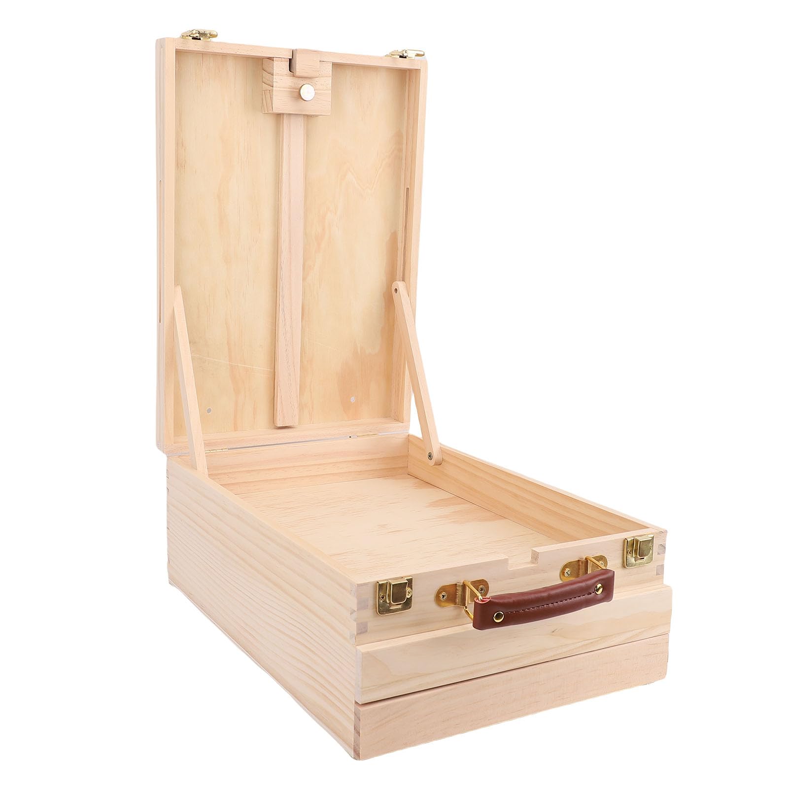 FTVOGUE Caballete en Caja para Bocetos Caballete de Madera para Arte de Madera de Pino con Capacidad para hasta 24 Pulgadas Diseño de Mesa Plegable de Lona con Cajones de Almacenamiento para Pintar