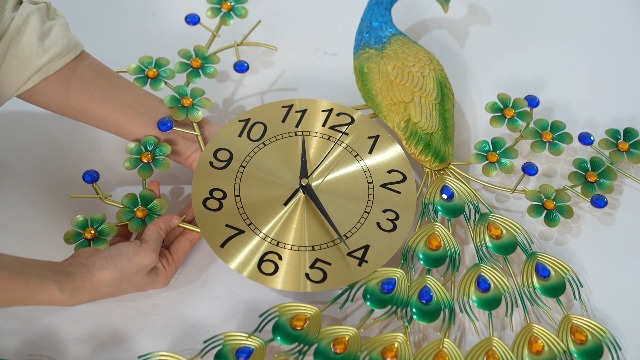 Reloj de Pared de Pavo Real Grande 29.5 pulg miniatura 7
