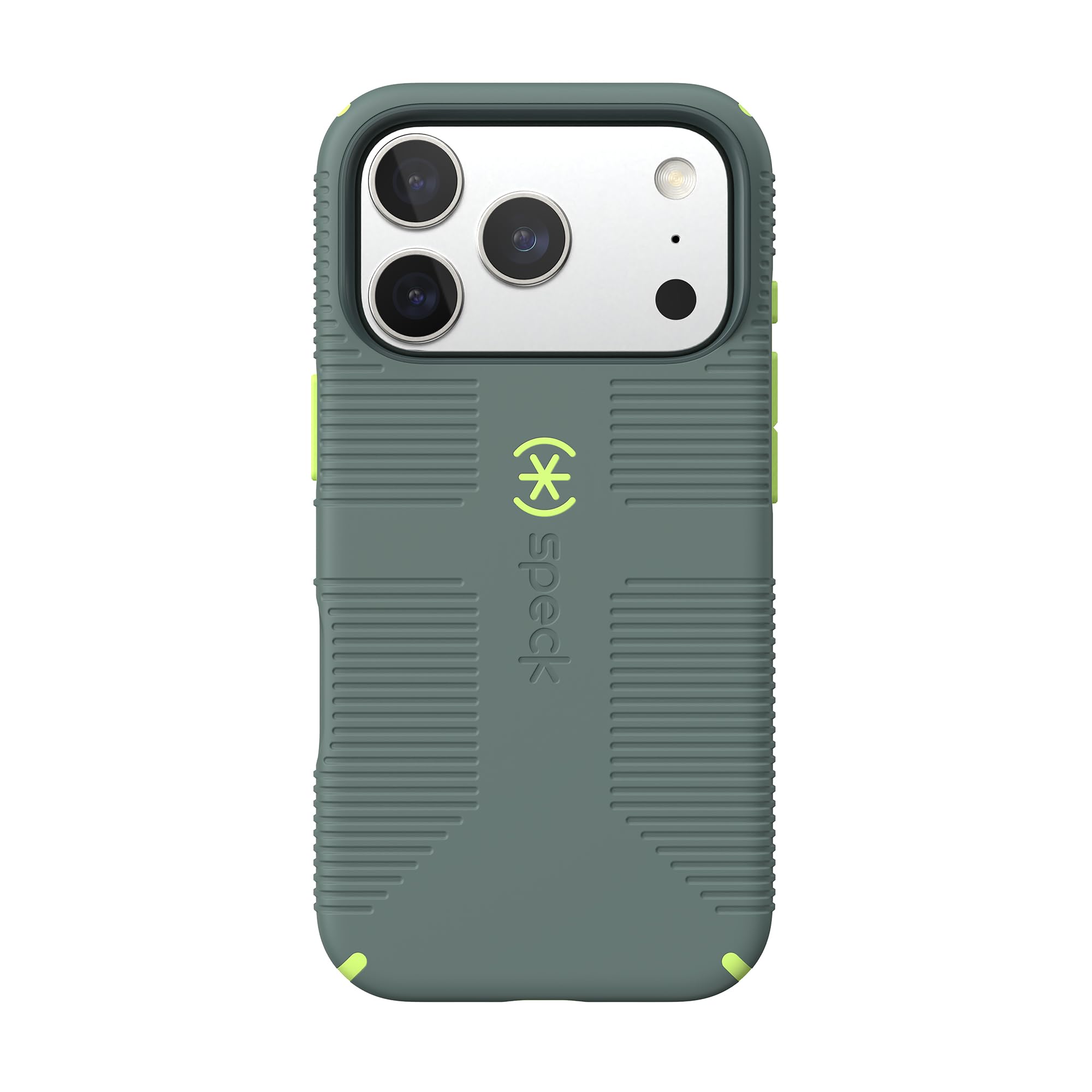 Speck CANDYSHELL Grip +MS - Funda para iPhone 17 Pro - Neo Drab/Verde Brillante | Agarre Protector Delgado | Protección contra caídas | Compatible con MagSafe