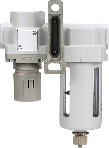 Miniatura 4 de PneumaticPlus SAU420-N06G Combo de regulador de filtro de aire comprimido 34 "NPT - Cuenco de polietileno, drenaje manual, soporte, calibre