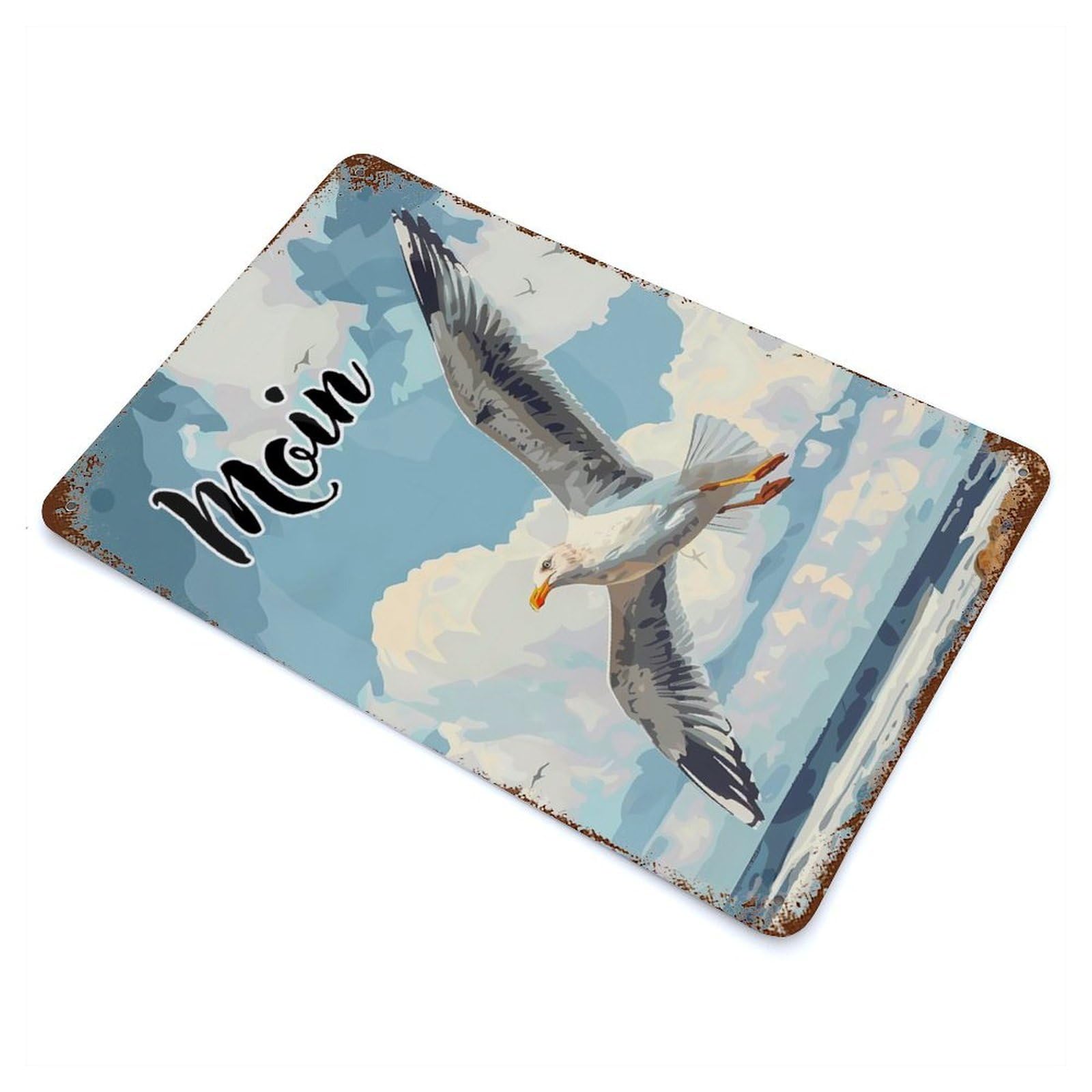 Moin Moewe Seagull Distressed Metal Wall Sign 11.8"x7.9", Ideal for Garage, Bar And Workshop Decor