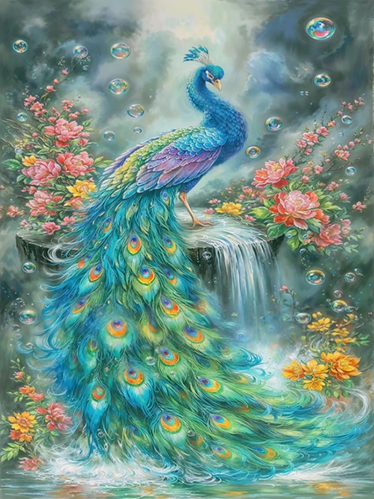GLTEYACO Embroidery Cross Stitch Kit Peacock 11CT Stamped Cross Stitch Kits DIY Adult Beginners for Pre-Printed Needlepoint Crafts 40x50 cm