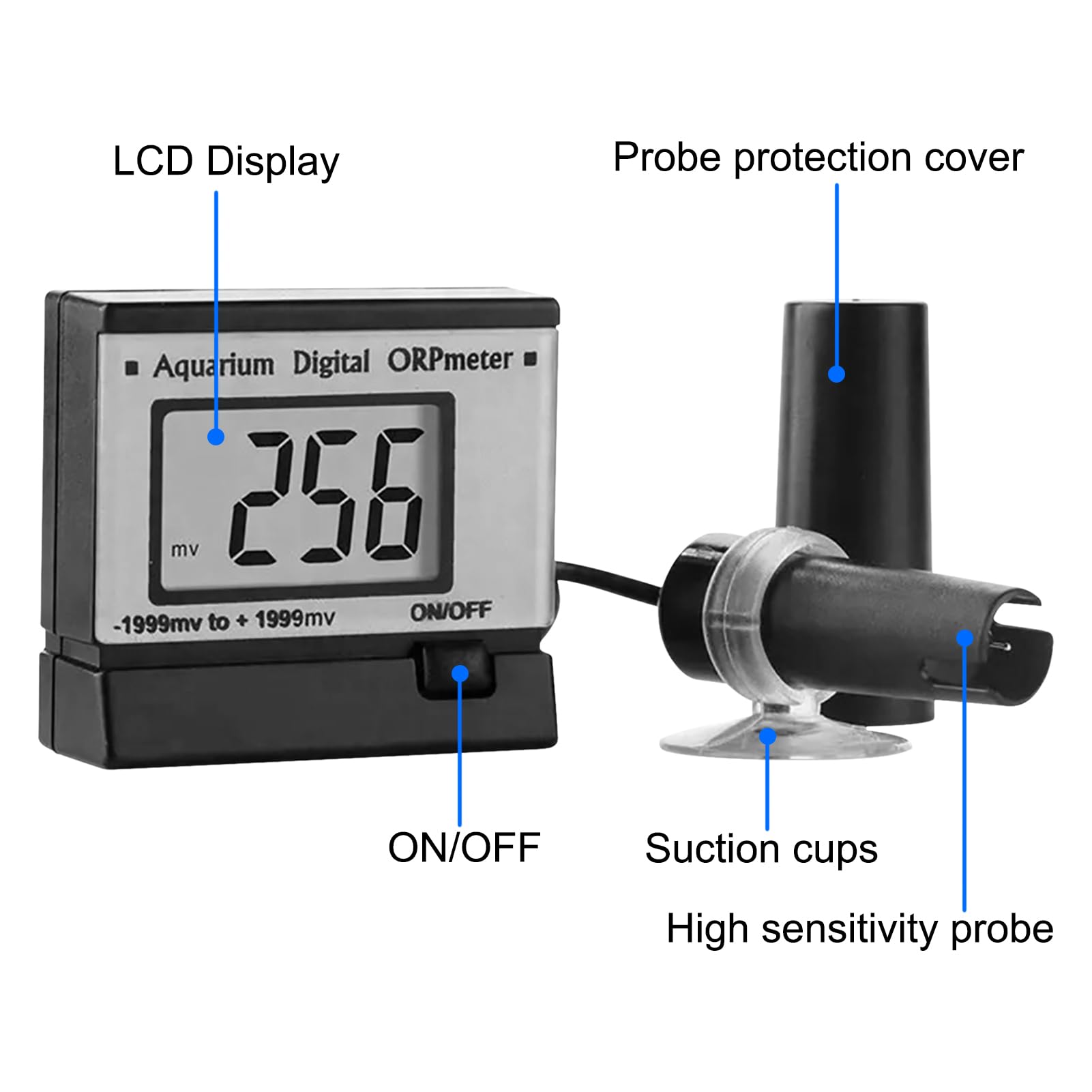 ORP-169F LCD Mini medidor de ORP Equipo de prueba de monitoreo Medidor de calidad del agua(European Plug)