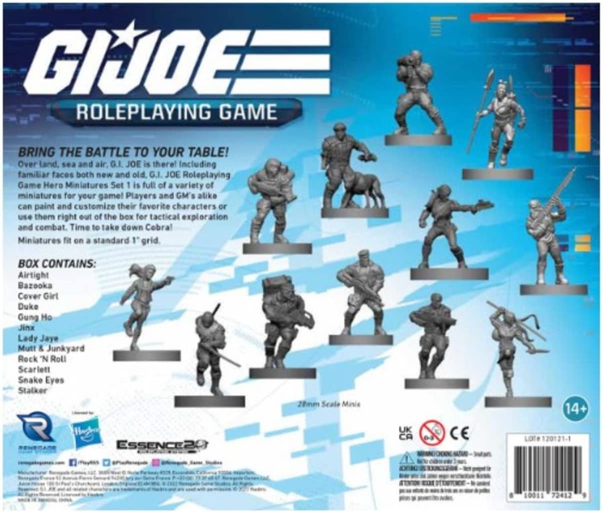 Renegade Game Studios G.I. Joe Roleplaying Game Hero Miniatures Set 1-12 Unpainted Tabletop Figures