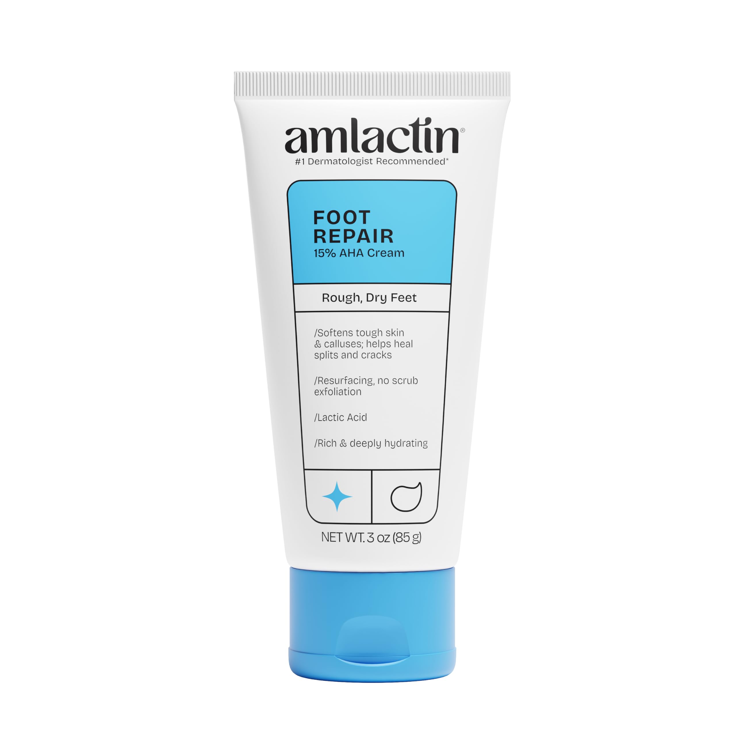 Amlactin Foot Repair Cream, 15% Lactic Acid for Cracked Heels, 3 oz
