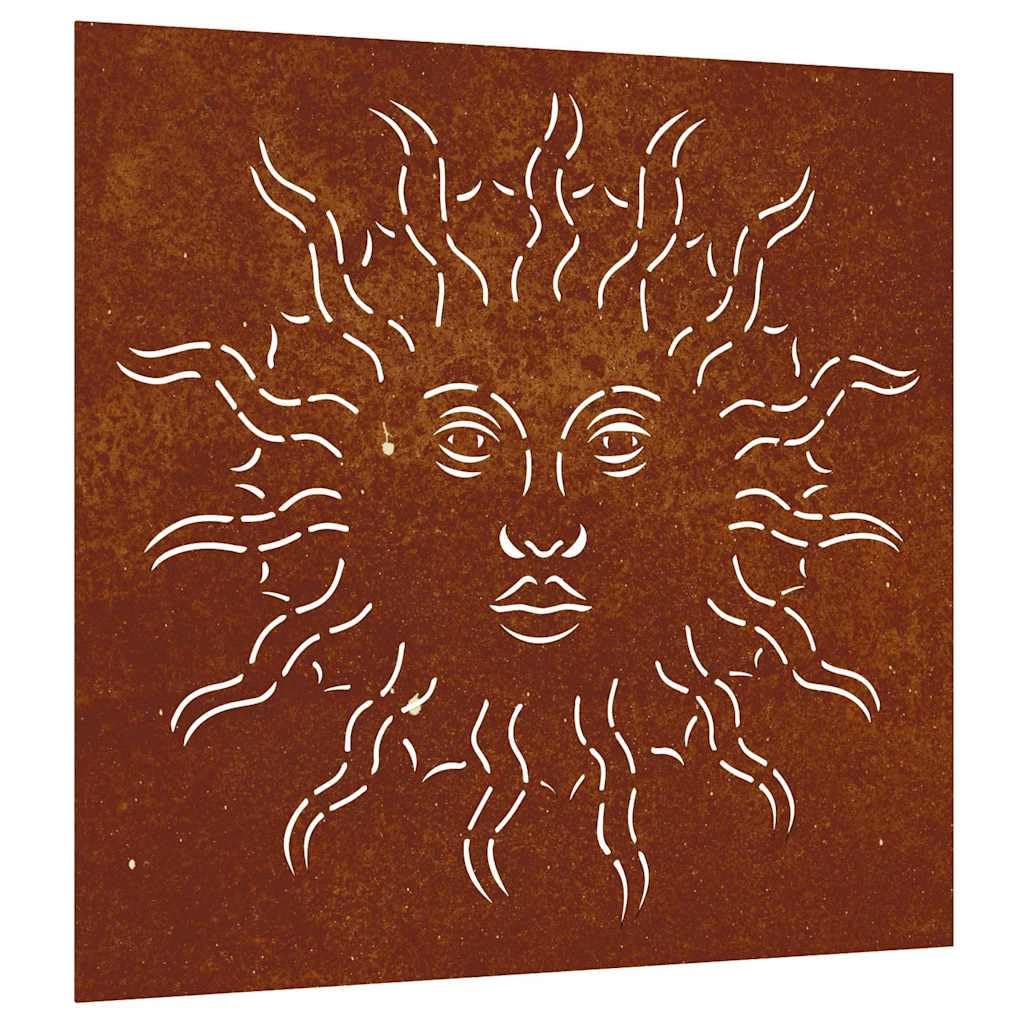 vidaXL Décoration murale jardin 55x55 cm acier corten design du soleil, décoration murale extérieure, art mural de jardin, décoration murale en métal