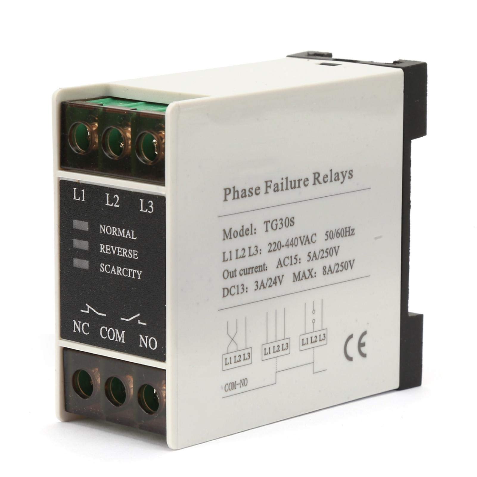 Phasenschutzrelais TG30S – 380V AC, 35mm Hutschiene, Für Phasenausfall & Unsymmetrie – PC-flammhemmend
