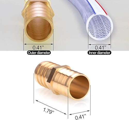Miniatura 3 de BlingKingdom Kit de reparación de manguera de 38 pulgadas (0.394 in), conector de manguera, empalmador de púas, manguera de latón para manguera