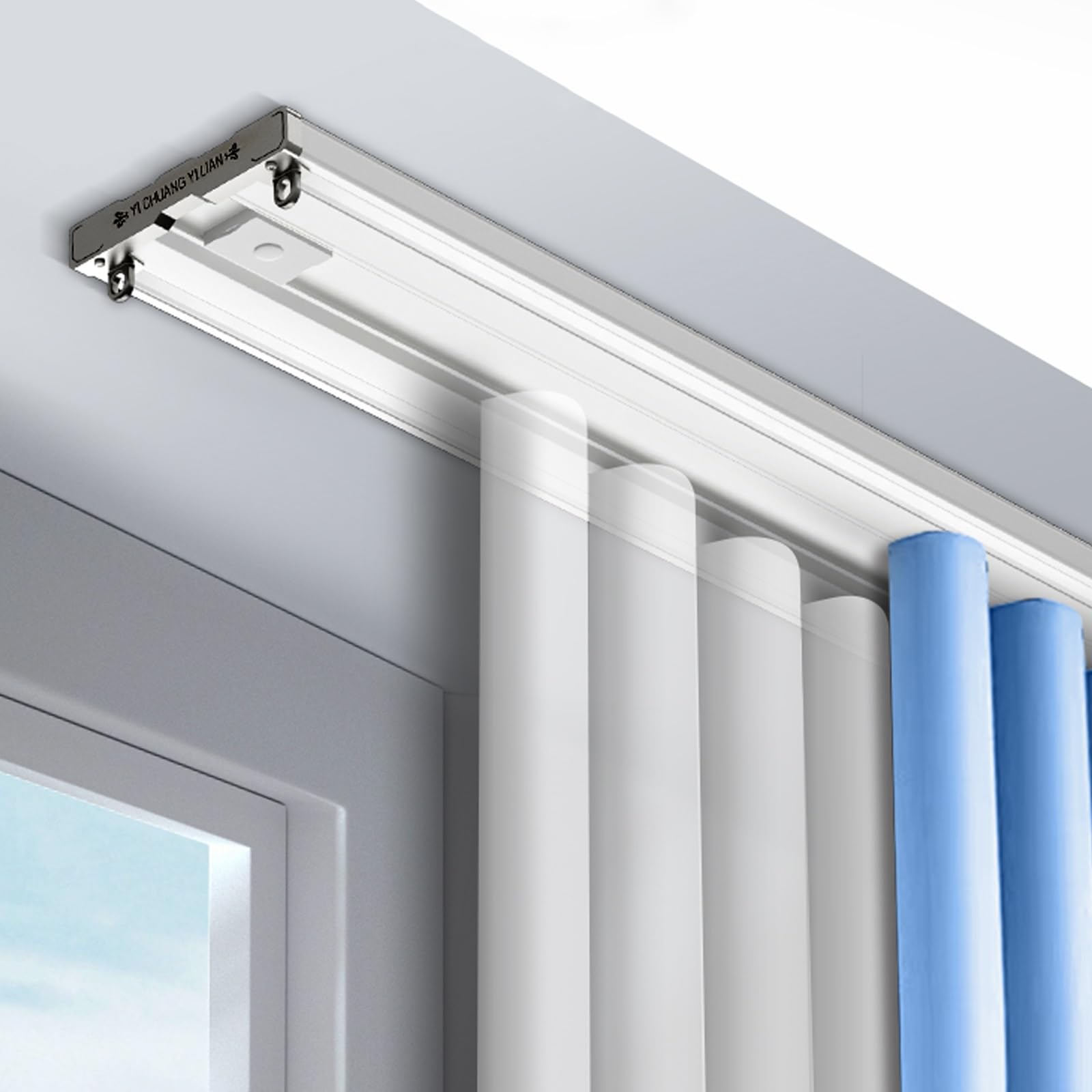 Sistema di montaggio a soffitto a doppio binario da 6,6 m per divisori, perfetto per soggiorno e camera da letto, facile installazione, design durevole, soluzione salvaspazio