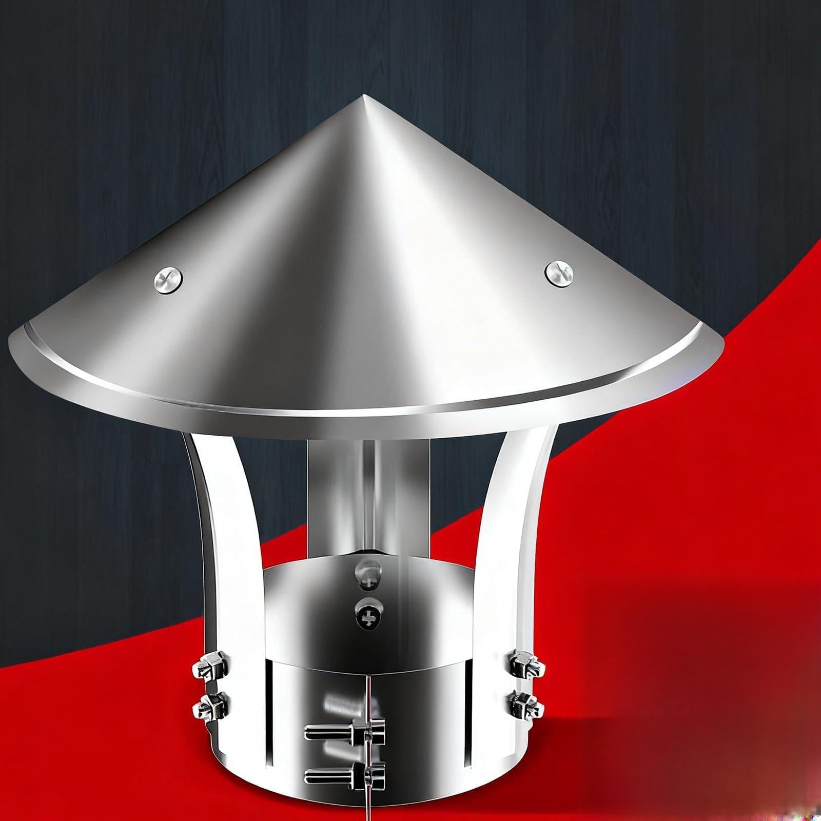 MYXJGNAIY 6in Cone Top Chimney Cap, Stainless Steel Roof Silver Fireplace, Chimney Cap with Fastening Device with Screen, for All-Round Chimney Protection(Pointed Head,170mm/6.7in)