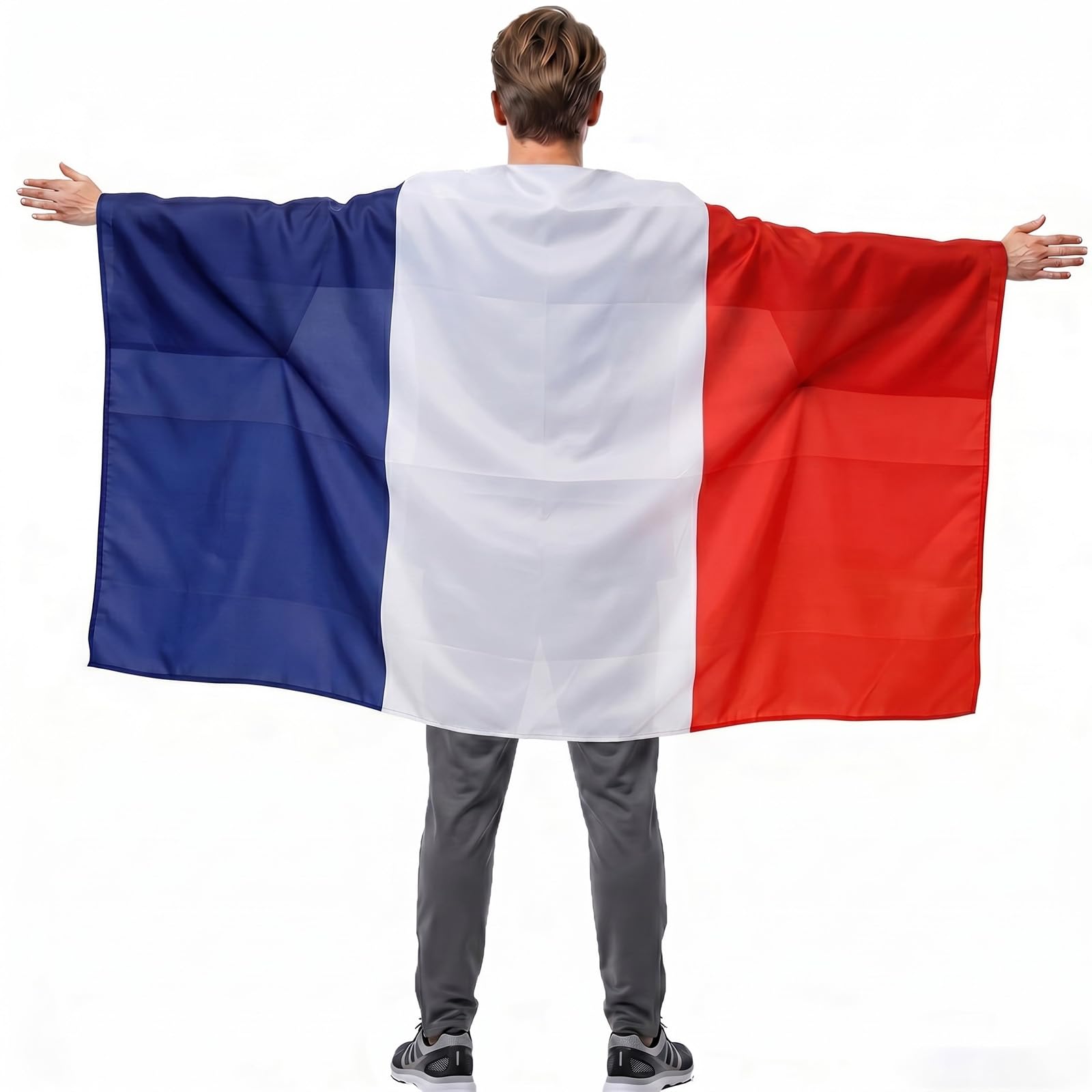 YESAH Cape Drapeau Français Coupe du Monde 2026 90x150cm Polyester Légère Portable Stade Matchs Fêtes
