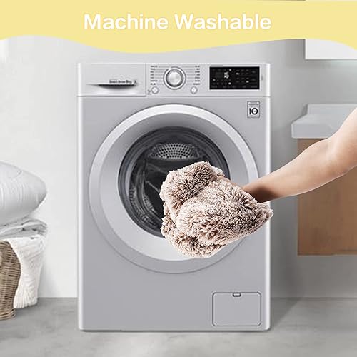 Miniatura 7 de Bedfolks Cama calmante en forma de dona, redonda y esponjosa de 36 pulgadas para perros grandes, felpa antiansiedad, lavable a máquina (marrón,