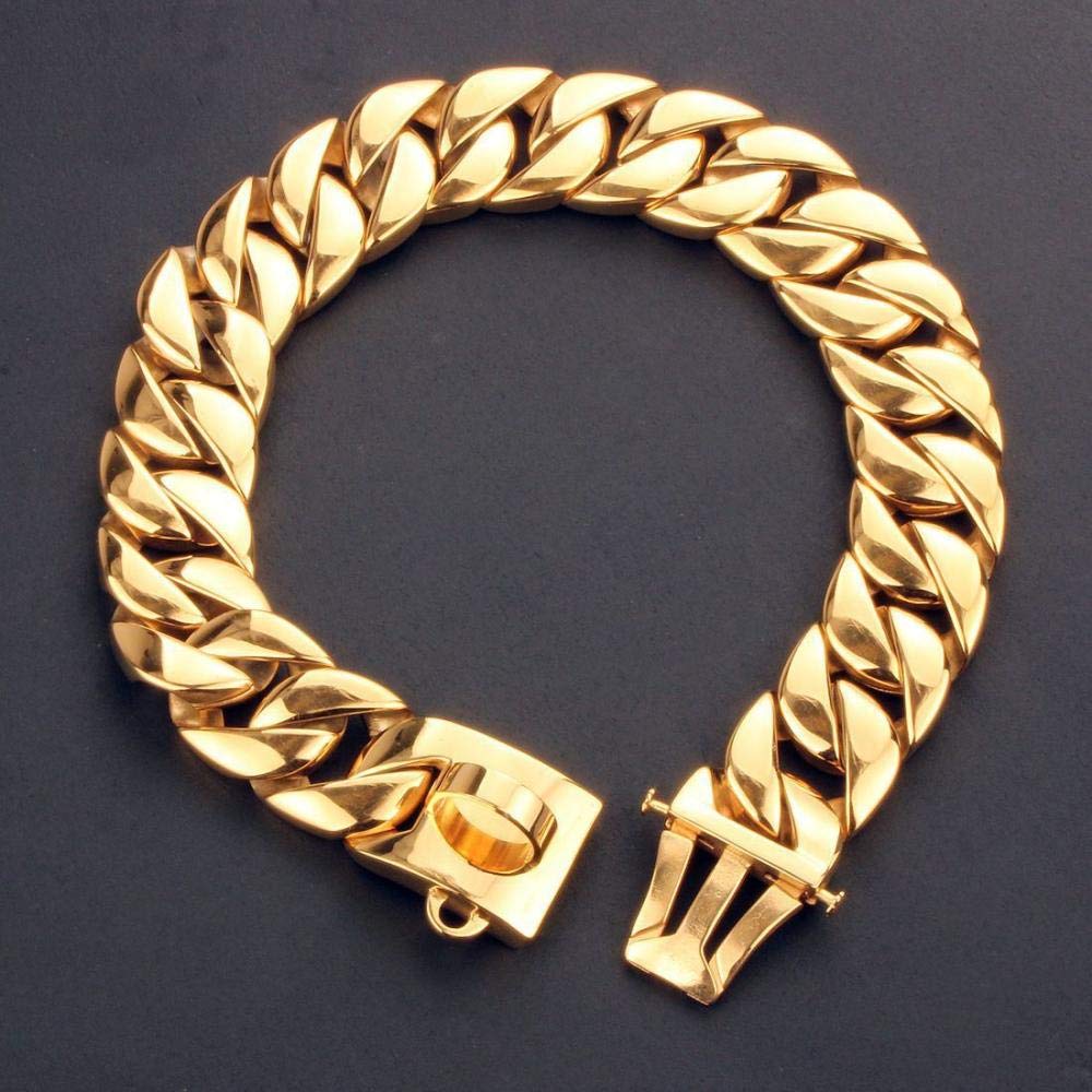 LYVQZPWLRPerros con Herramientas, Correa de adiestramiento for Perros de 32 mm, Cadena de Collar for Perro, Dorada, de Acero Inoxidable 316, for Bulldog y Pitbull, Cadena de adiestramiento for Perros