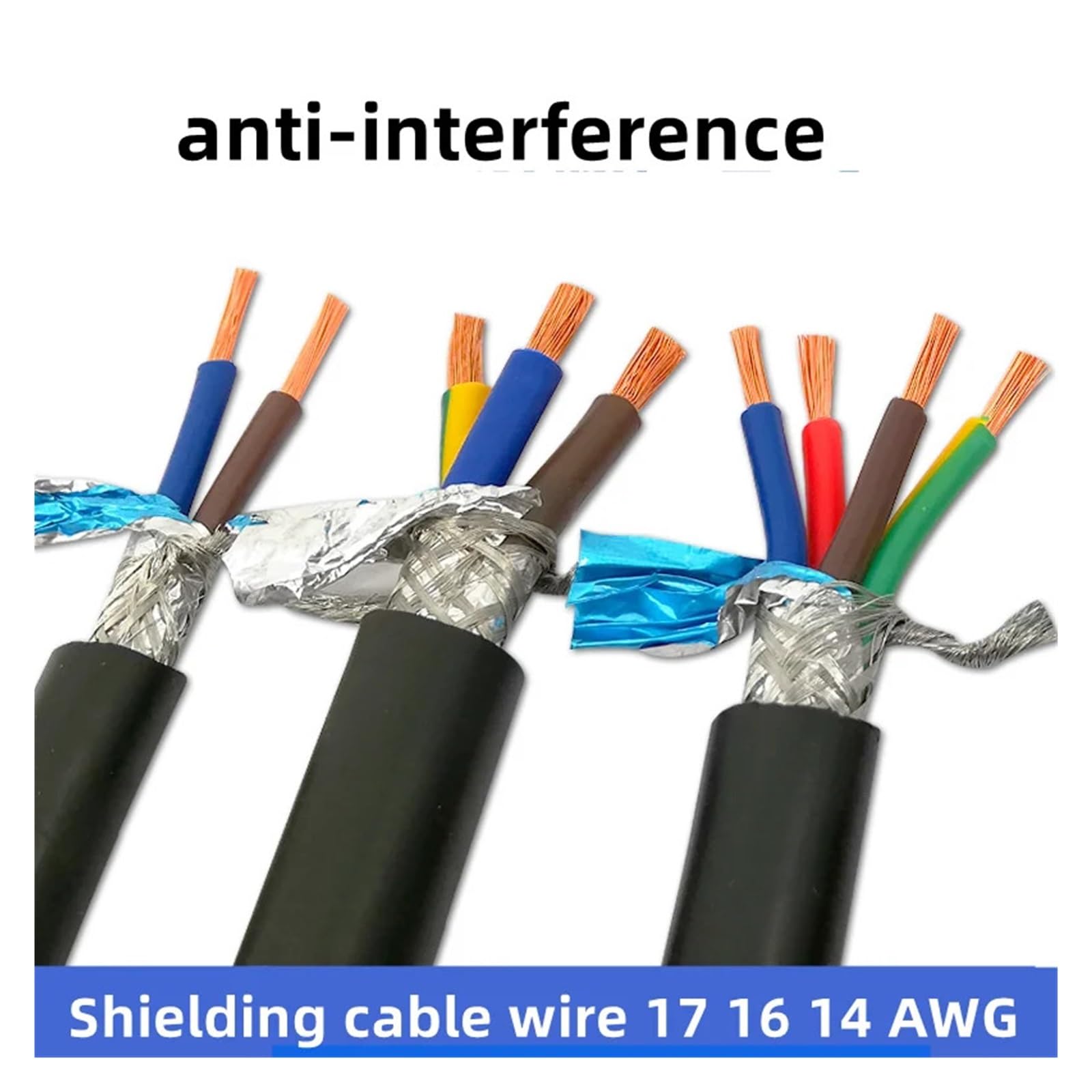 Cavo schermato 12-17 2-6 Core 1M Cavo di segnale in rame puro PVC UL2464(12 Awg-4mm,3 Core 1 meter)