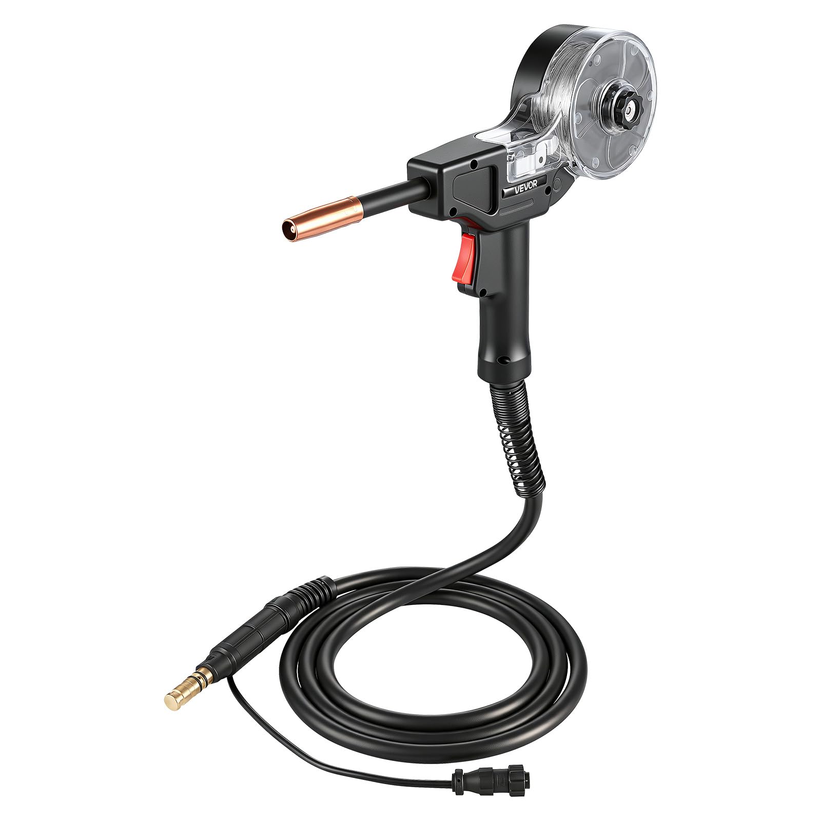 VEVOR Pistola de Carrete MIG 130A con Cable 3 m Compatible con Lincoln Magnum 100SG K2532-1 para Easy MIG 140 180 con Rodillo y Puntas de 0,8-0,9 mm, Alambre Aluminio para Reparación Taller Automotriz