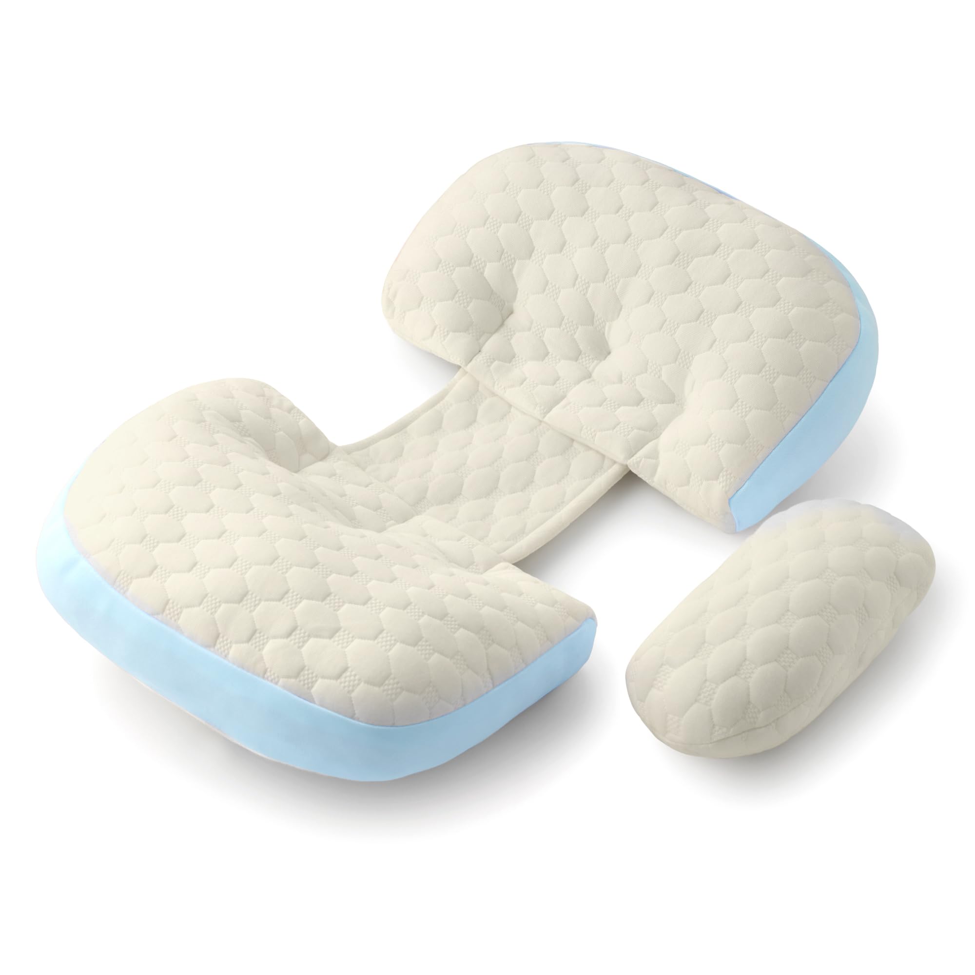 Frido Maternity Pillow | Dual Pregnancy Wedge Pillows for Back & Belly Support | Adjustable Butterfly Design | Travel-Friendly Pregnancy Pillow | Hypoallergenic Organic Cotton Cover, Baby Blue