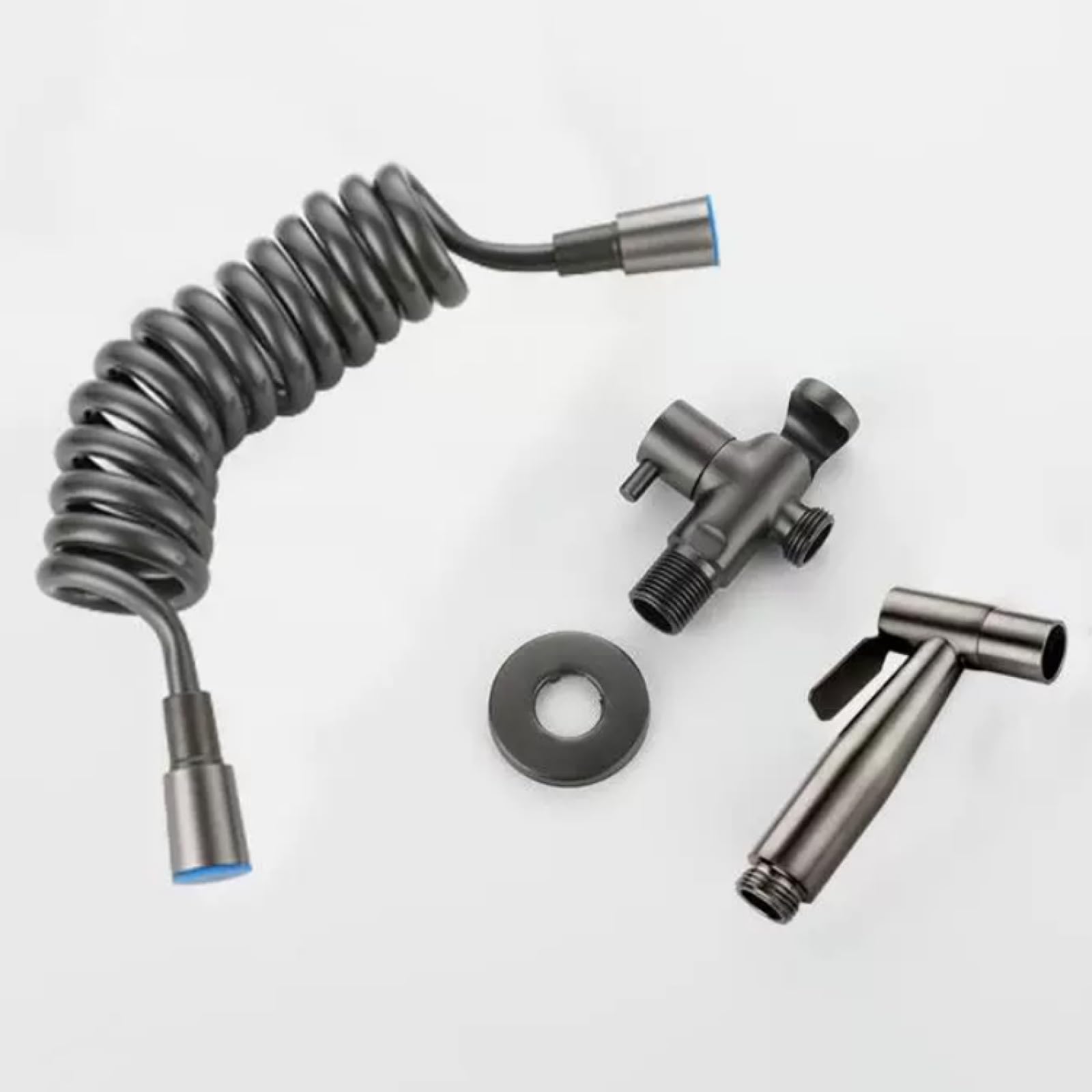 Set di pistola a spruzzo per bidet doccia, montaggio a parete, in acciaio inox, solo acqua fredda, include valvola angolare e tubi flessibili per bagno, facile installazione