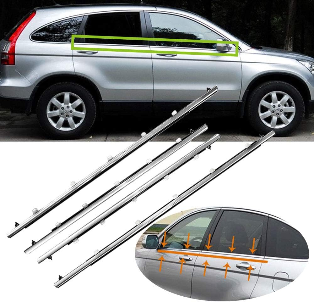 Window Weatherstrip Trim for Honda CR-V 07-11, Car SUV Outside Moulding Seal Belt(4pcs)