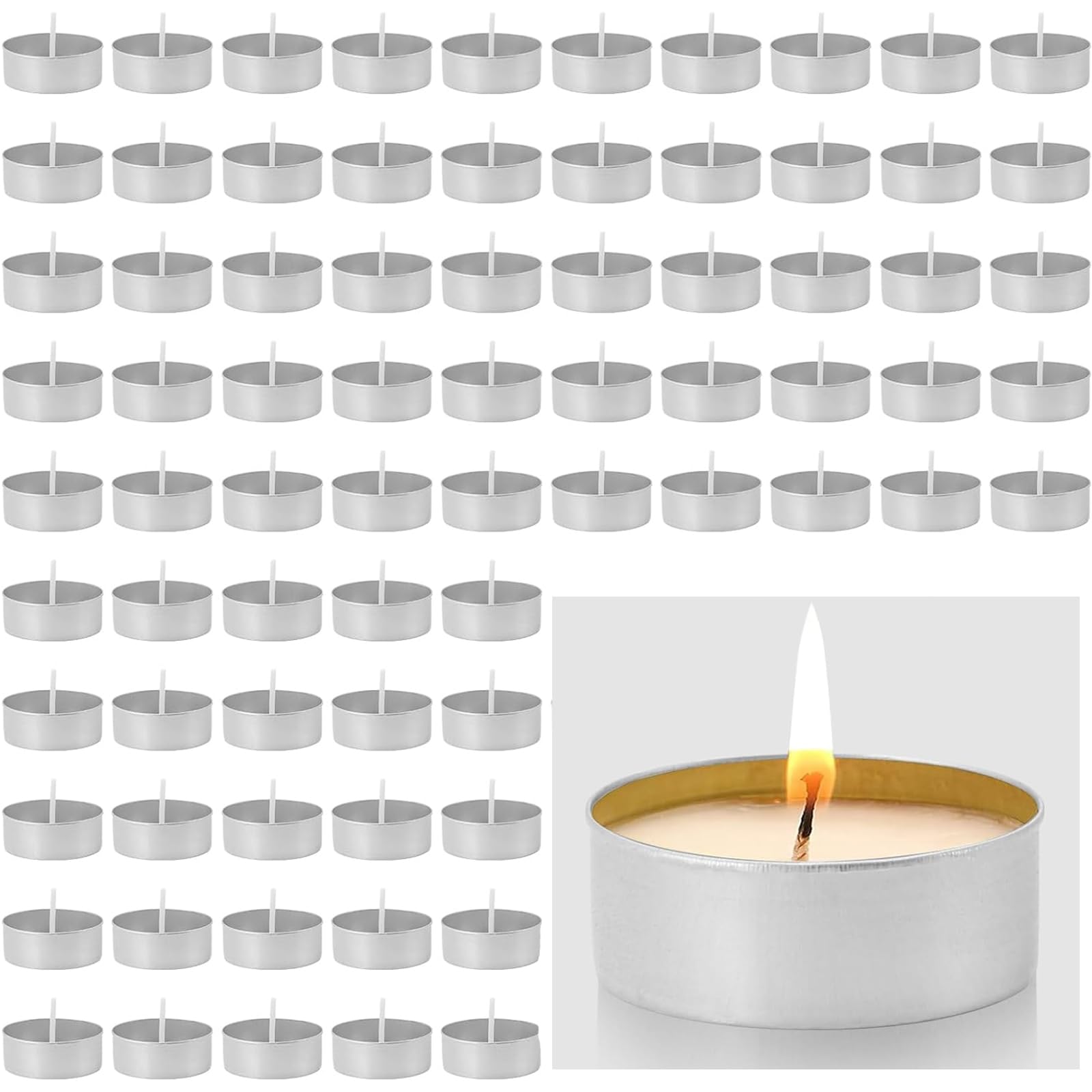 Aluminum Tea Light with Wicks - 100Pcs Tealight Wick Holders Candle Bases 3.8×1.4 cm, Round Wax Melt Tins Jars, Empty Container for Candle DIY Accessories