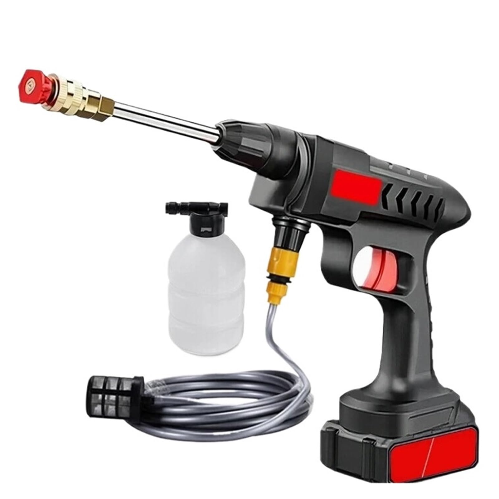 Pistola pulverizadora con manguera Boquilla, Lavadora de coche alta presión inalámbrica 60Bar 300W impermeable multifuncional for jardín