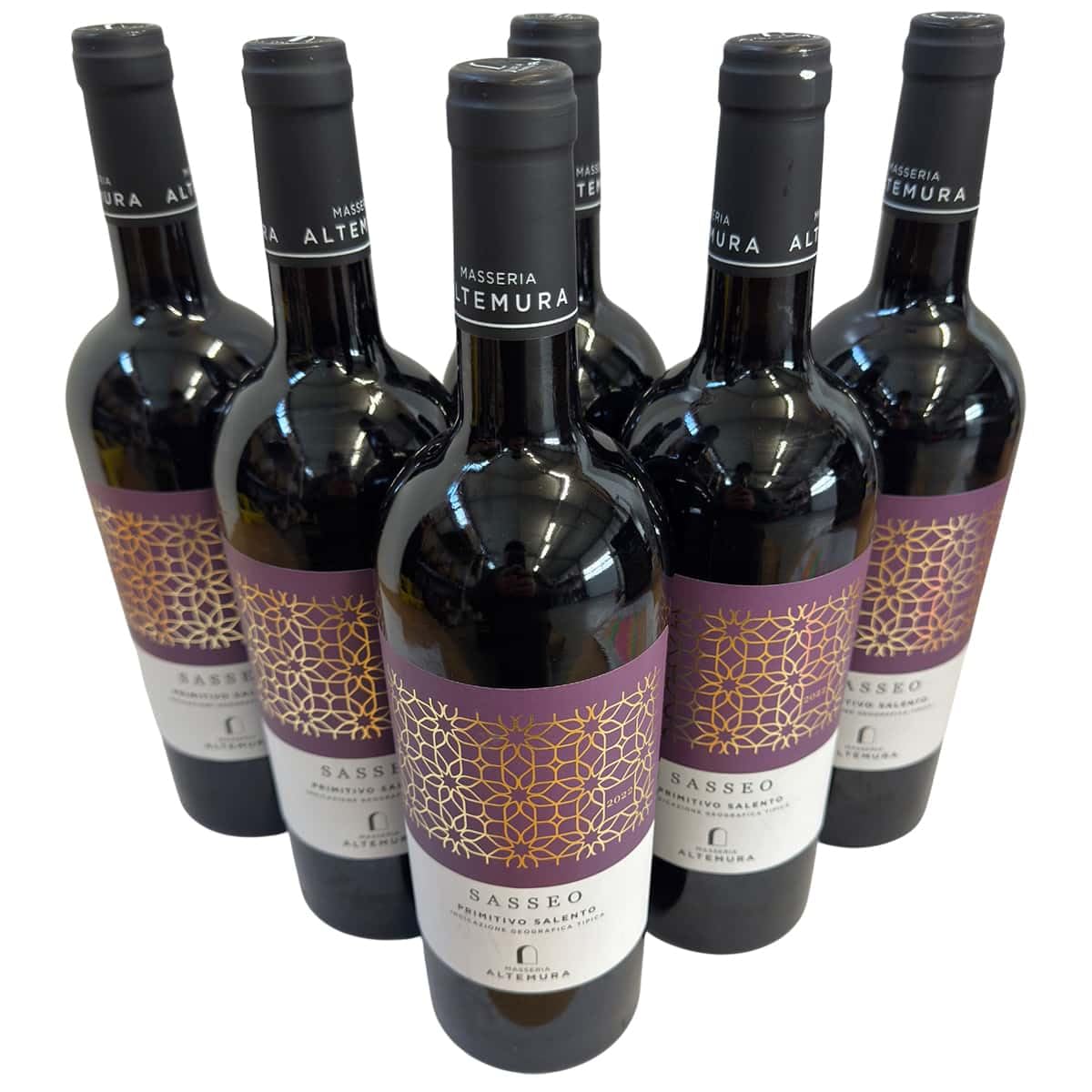 Sasseo Primitivo Salento IGT 2022 – Masseria Altemura (Apulien) – 6×0,75 l – Intensiver italienischer Rotwein – Trocken, vollmundig & fruchtbetont – Premium Primitivo aus Süditalien