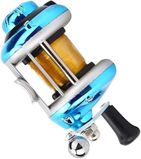 Fishing Reel, Ice Fishing Wheel Fishing Tackle Drum?Type Wheel Horizontal with Line Lure Reel Red and Blue(Blue)