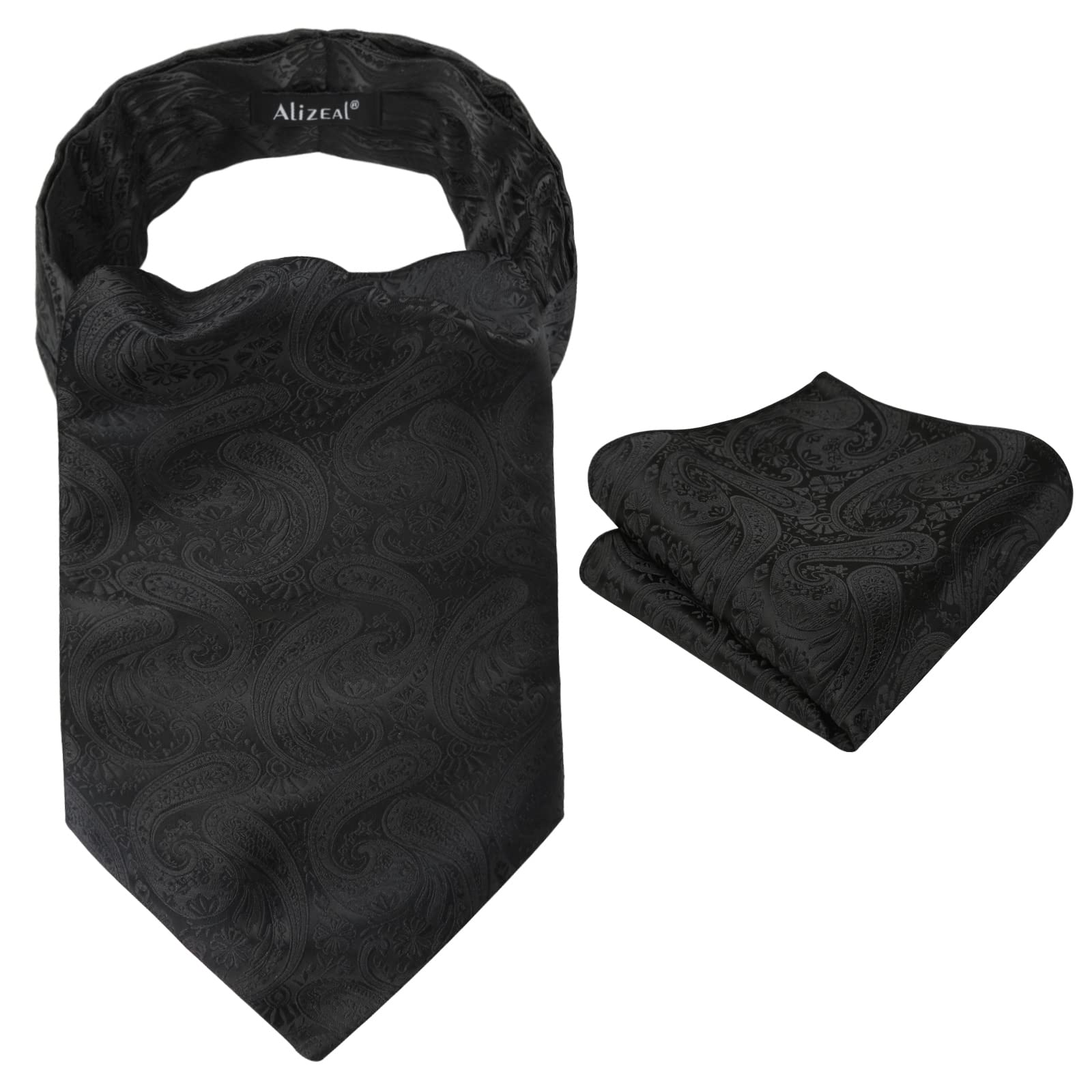 Alizeal Mens Self-tied Cravat Tie Ascot and Pocket Square Set