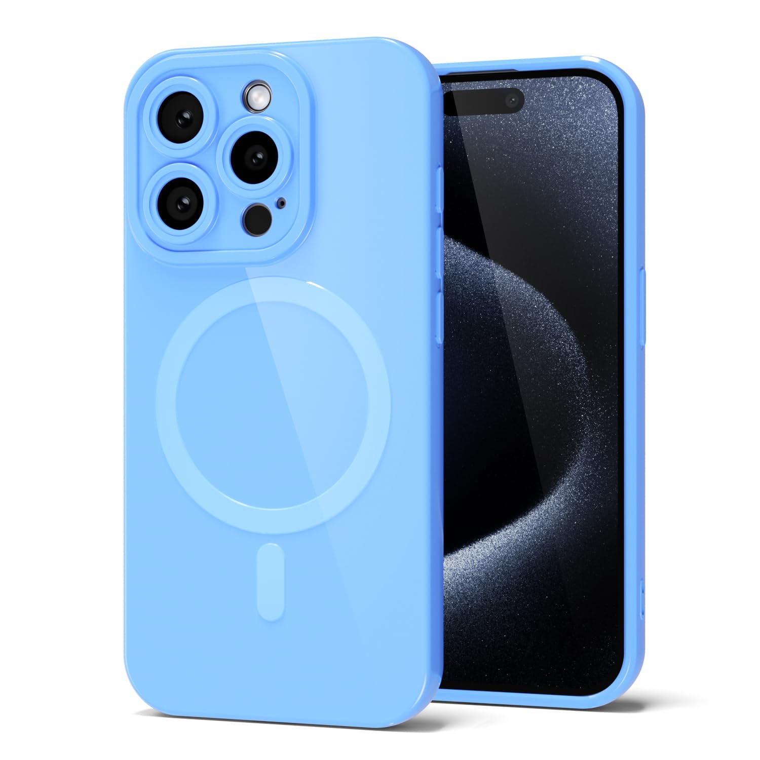 Svanove for iPhone 15 Pro Phone Case Silicone Magnetic, Compatible with Magsafe Case Cute for Women, Girly Glossy Jelly Rubber Thin Slim Hard Plastic