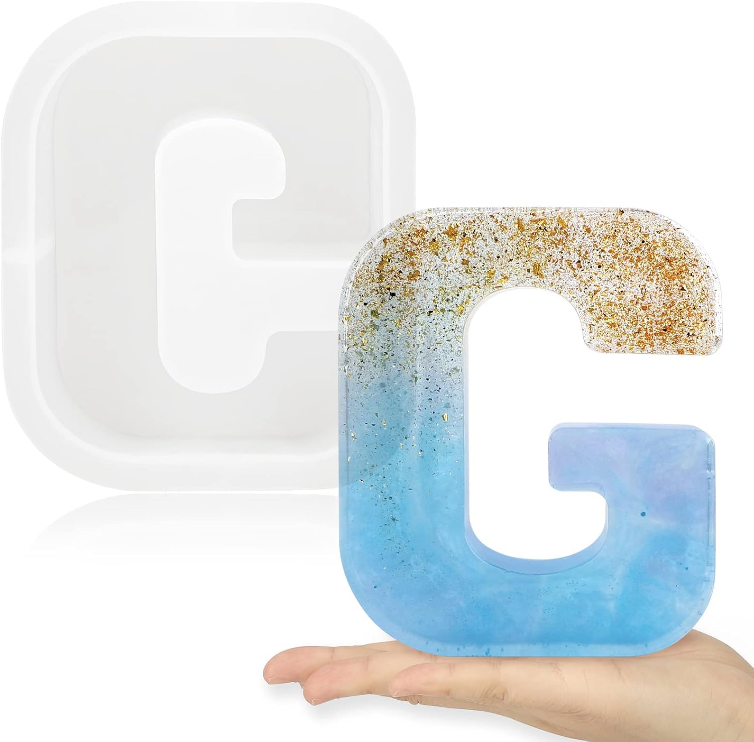 7 Inch Large Letter Molds for Resin, 3D A Capital Alphabet Epoxy Resin Mold, A to Z Thick Resin Letter Molds for Making Letters, Word Sign Art, DIY Crafts, Making Cake, Party Home Decor