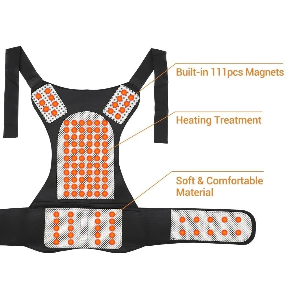 Selbsterwärmender Vollständiger Rückenstützgürtel Magnetfeldtherapie Schulter Rücken Nackenmassagegerät Taillenunterstützung Beheizte Weste Wirbelsäule Lendenwirbelstütze Haltungskorrektur ( Color : B