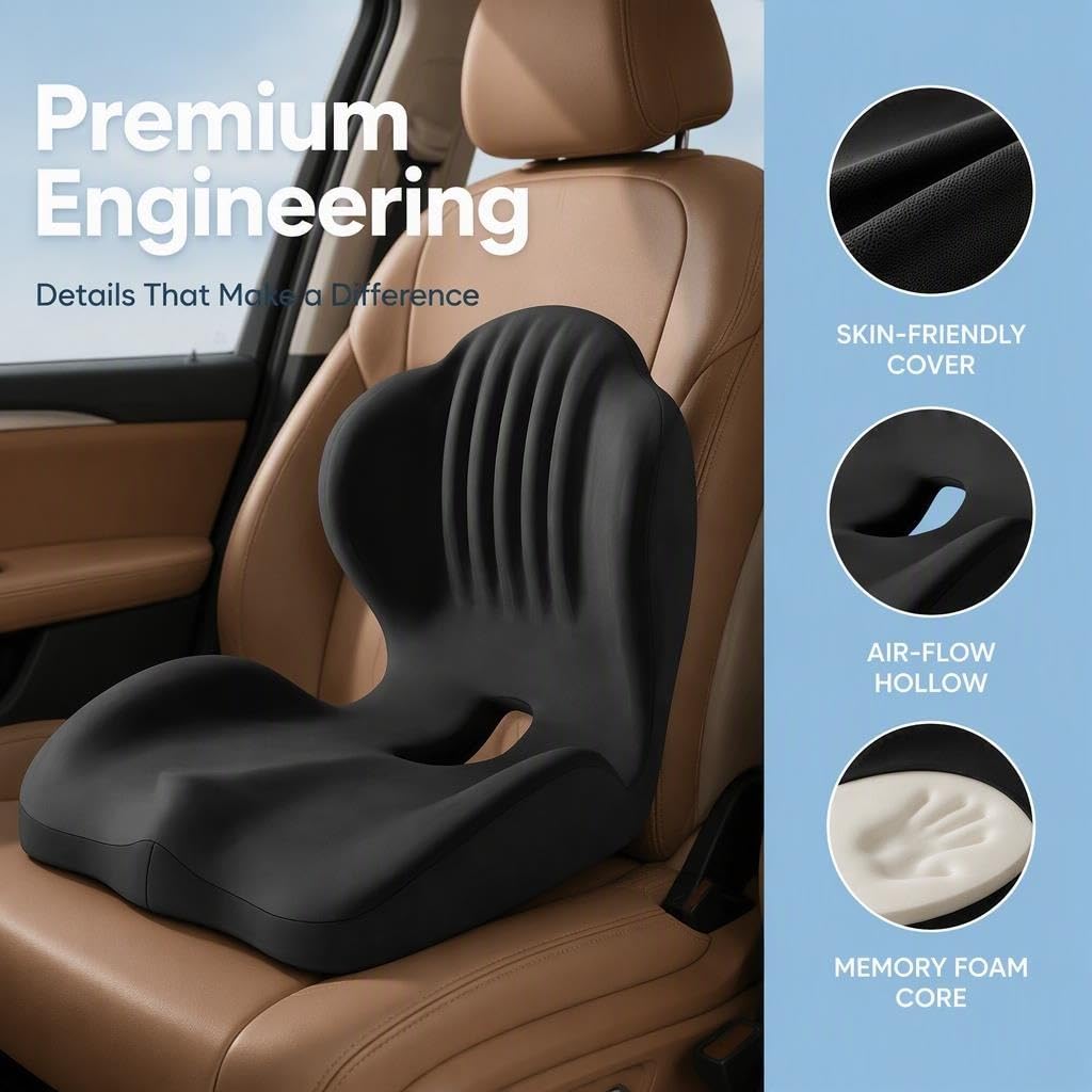 Cuscino del sedile ergonomico in memory foam con supporto for la schiena