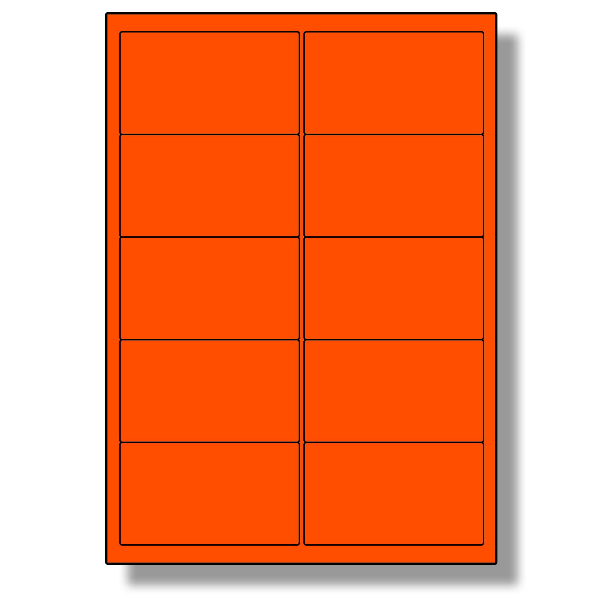 Label Planet® 10 Per Sheet, 5 Sheets (50 Tomato RED Labels). Coloured Paper Labels with Rounded Corners 99.1 x 57mm, LP10/99 C.