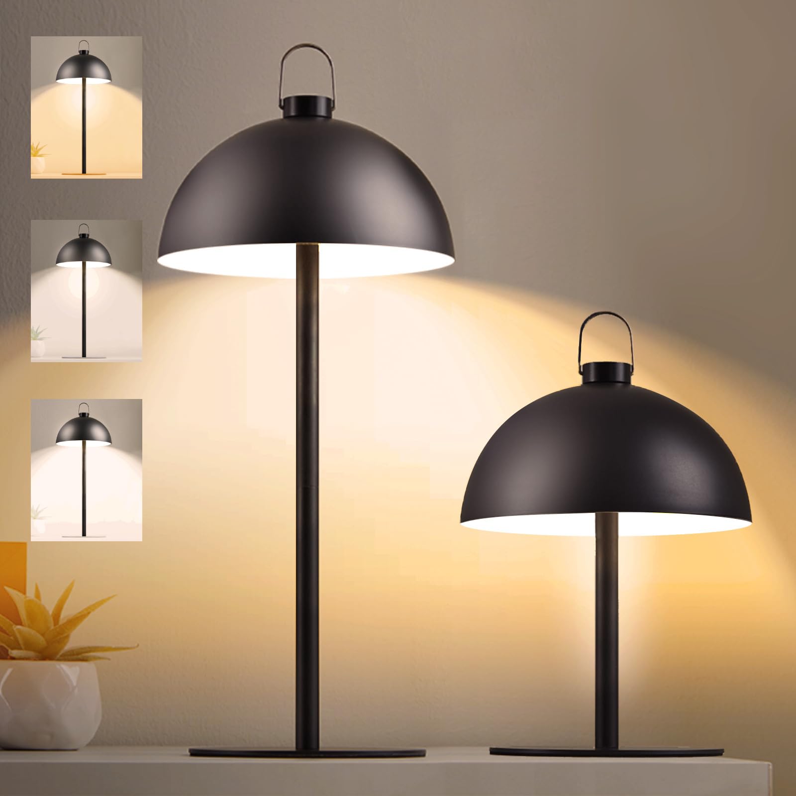 Kabellose Tischlampe Touch Aufladbar 3 Farbtemperaturen Dimmbare LED Nachttischlampe mit langlebigem Akku Höhenverstellbare Camping Deko Tischleuchte für Innen & Outdoor, Schlafzimmer, Bar, Terrasse