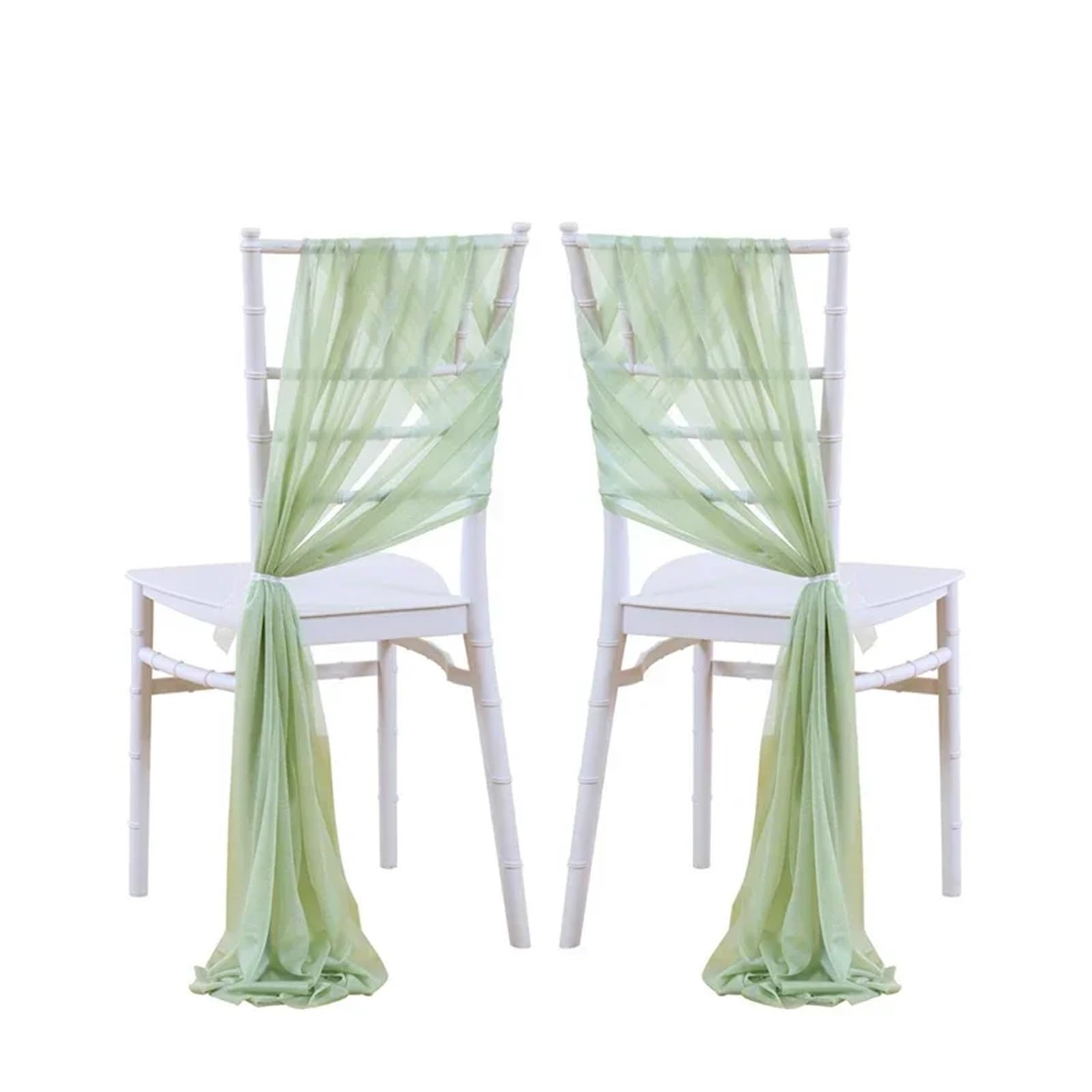 Chaise écharpe Lot de 10/50 ceintures de chaise en mousseline de soie vert sauge 17 x 250 cm, lot de 12, for housses de chaise de mariage, ruban, décoration de chaise d'allée for fête de mariage(Green