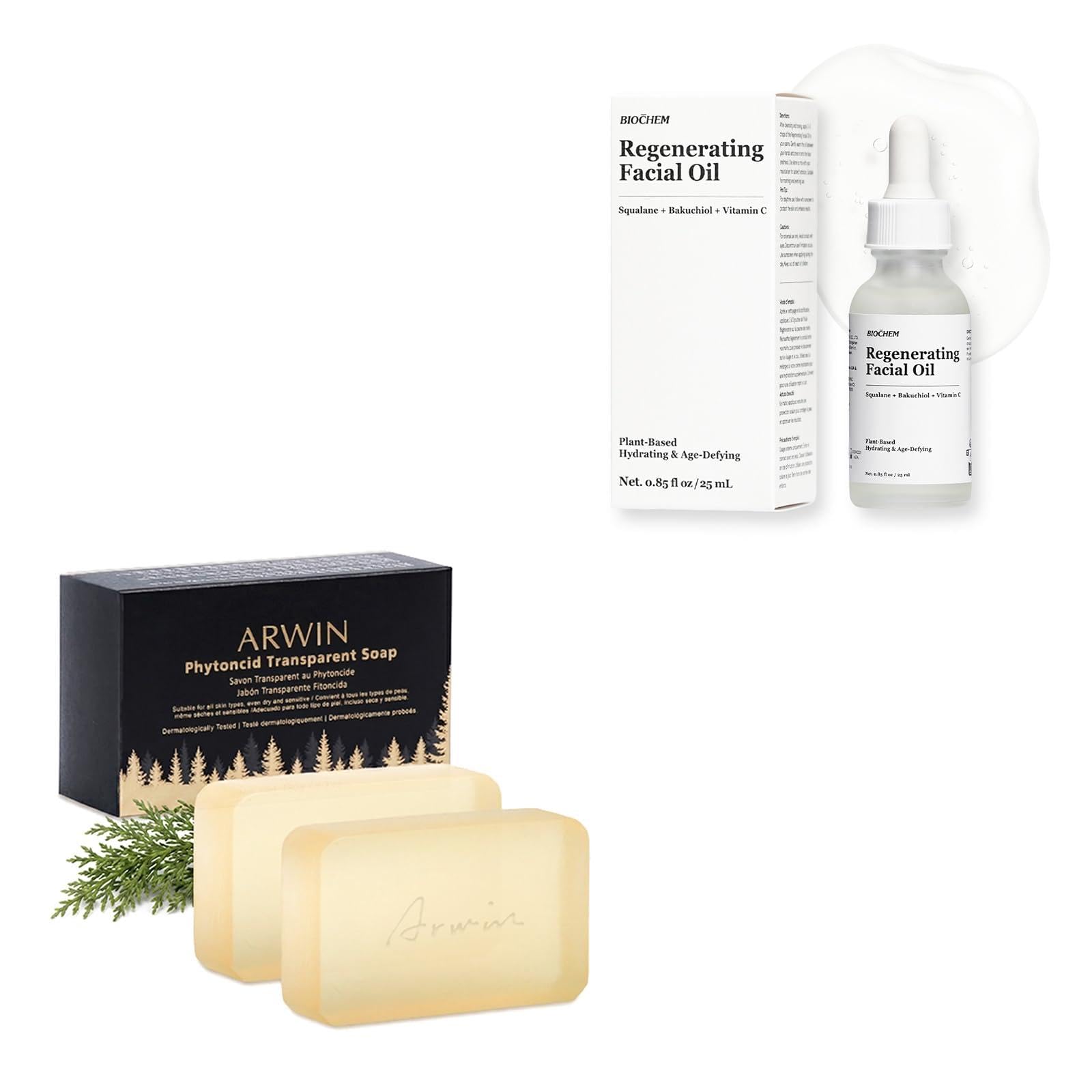 ARWIN Soap 2-Pack + BIOCHEM Retinol Night Oil – Sensitive Skin Set